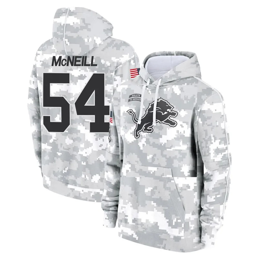 D.Lions #54 Alim McNeill Player Arctic Camo Salute to Service Hoodies Limited Game Ndoa Stitched Jerseys