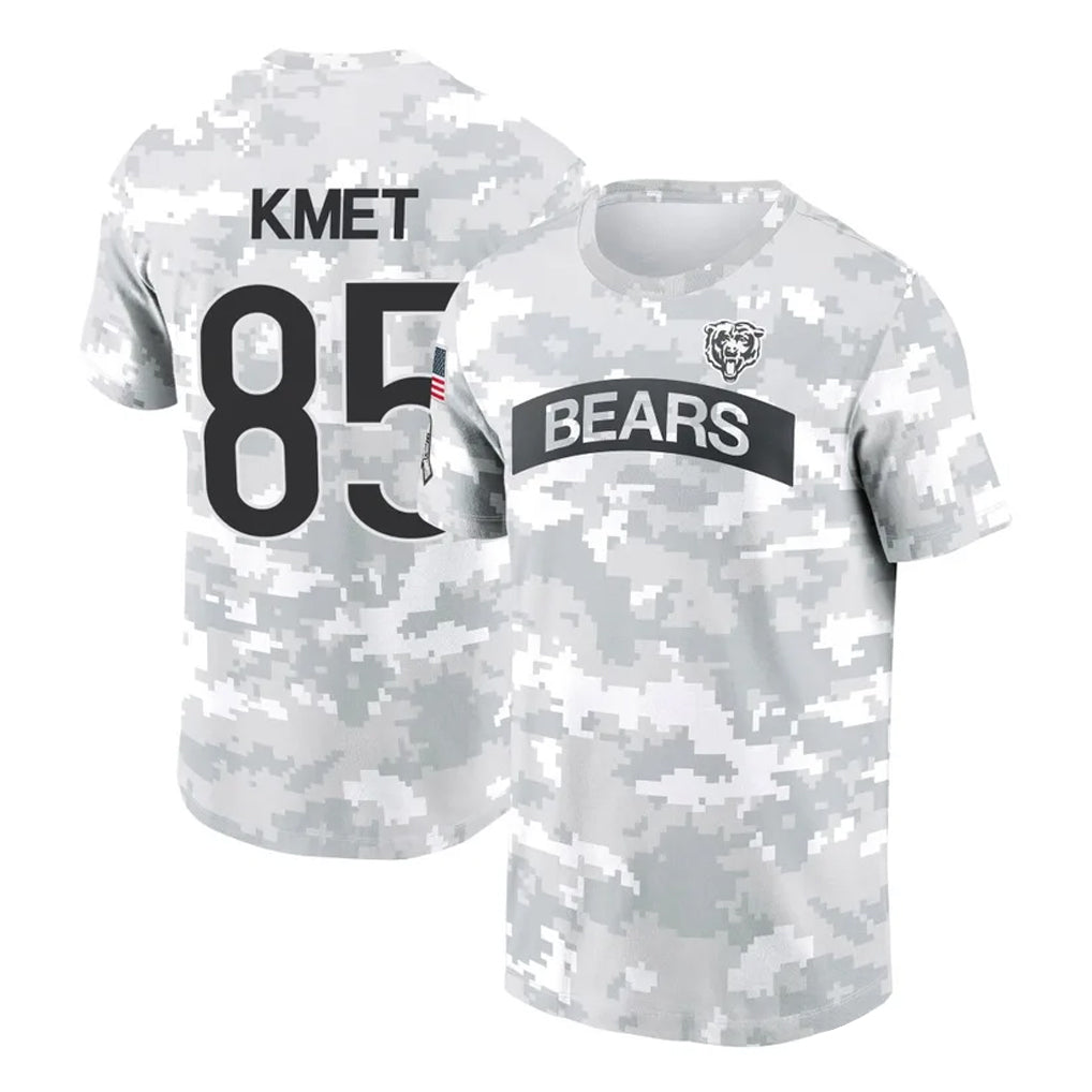 C.Bears #85 Cole Kmet Player Arctic Camo Salute to Service Performance T-Shirt Limited Ndoa Stitched Jerseys