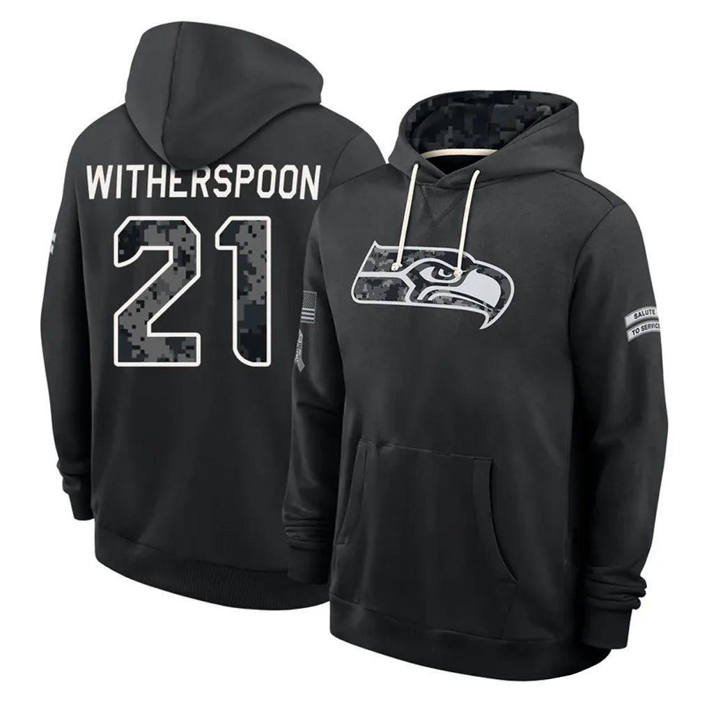 S.Seahawks #21 Devon Witherspoon Player 2026 Black Logo Pullover Hoodies Limited Game Ndoa Stitched Jerseys