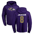 B.Ravens #8 Lamar Jackson Player Purple Salute to Service Pullover Hoodie Ndoa Stitched Jerseys