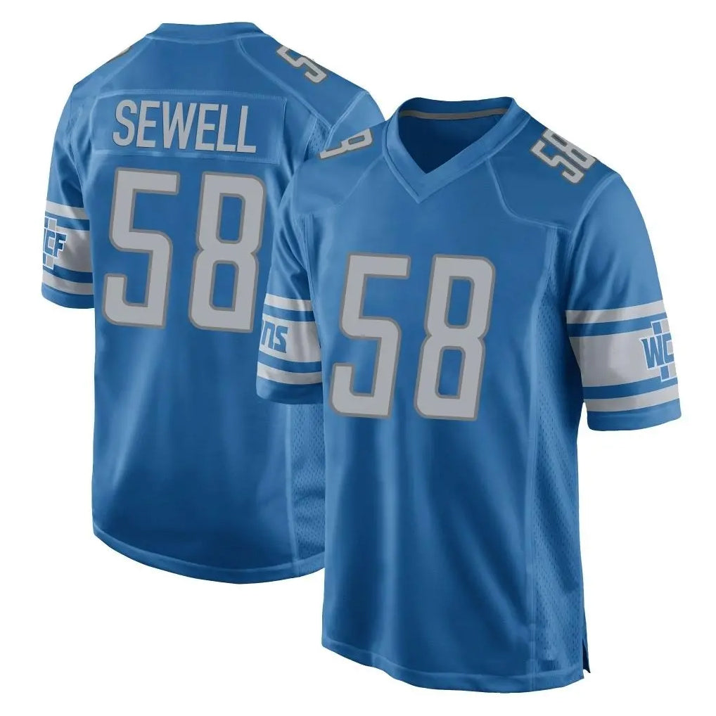 D.Lions #58 Penei Sewell Player Blue Home Game Ndoa Stitched Jerseys