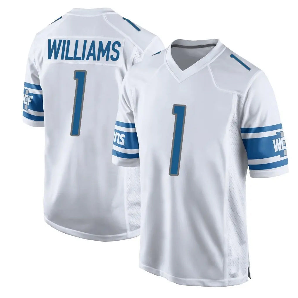 D.Lions #1 Jameson Williams Player White Home Game Ndoa Stitched Jerseys