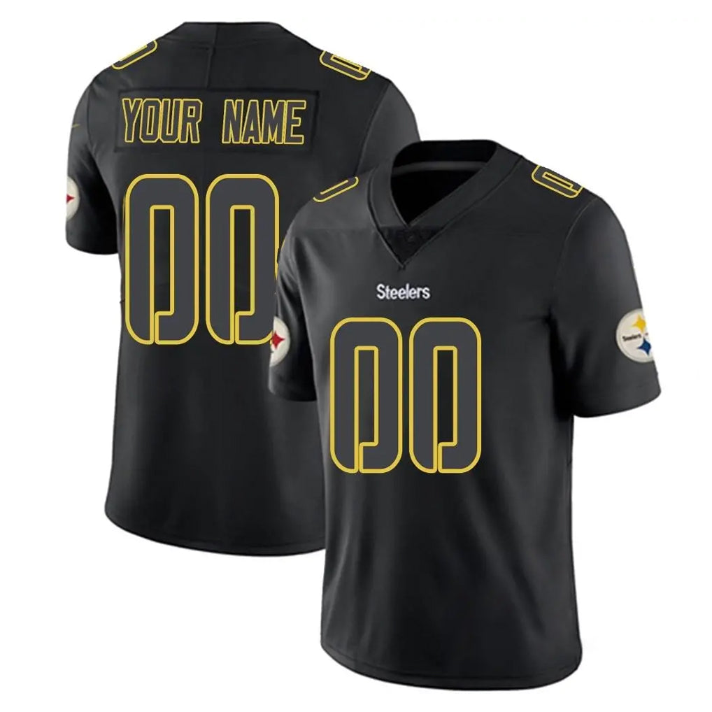 Custom P.Steelers Black Impact Limited Home Game Any Name & Numbers Ndoa Stitched Jerseys
