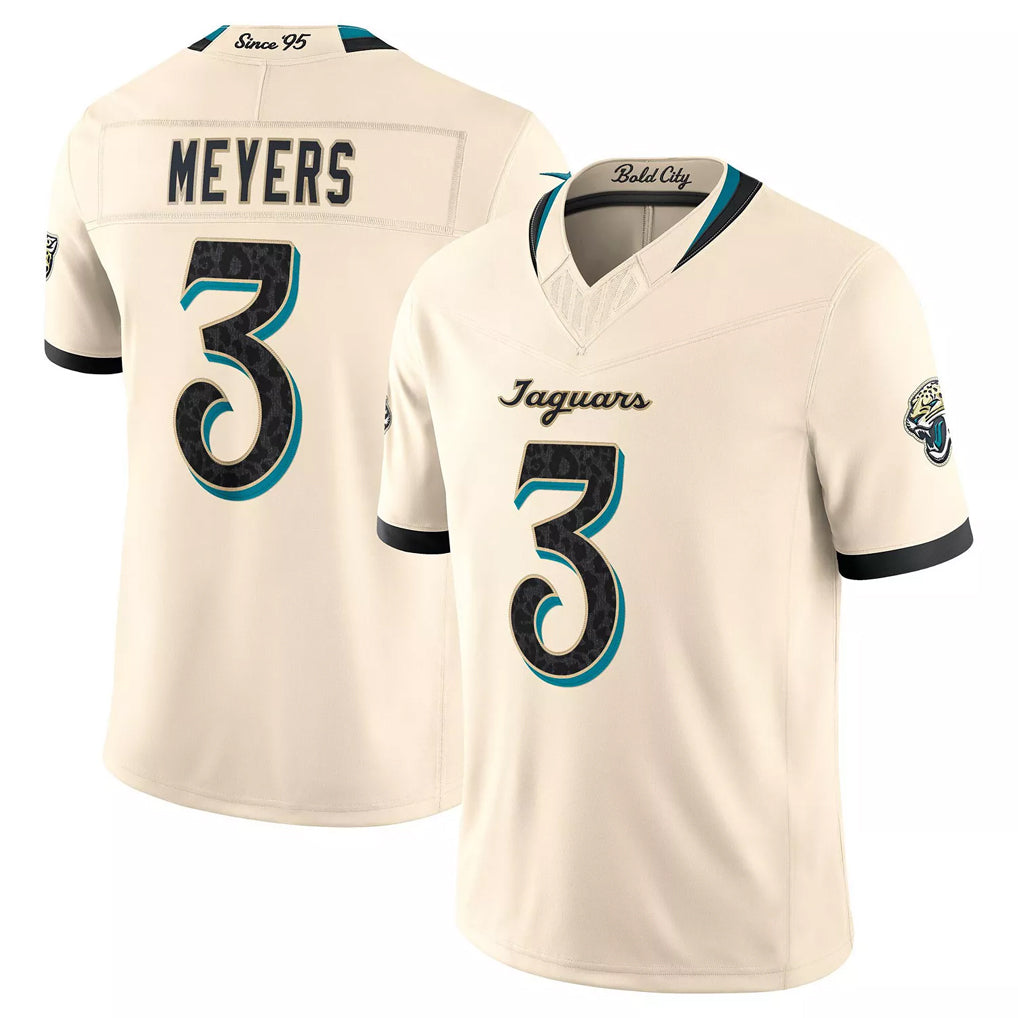 J.Jaguars #3 Jakobi Meyers Player Natural Limited 2026 Rivalries Collection Game Ndoa Stitched Jerseys