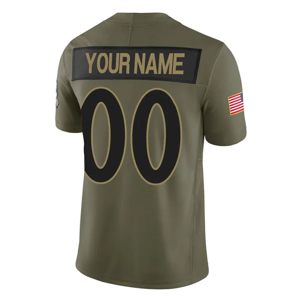 Custom B.Ravens Olive Salute To Service Limited Home Game Any Name & Numbers Ndoa Stitched Jerseys