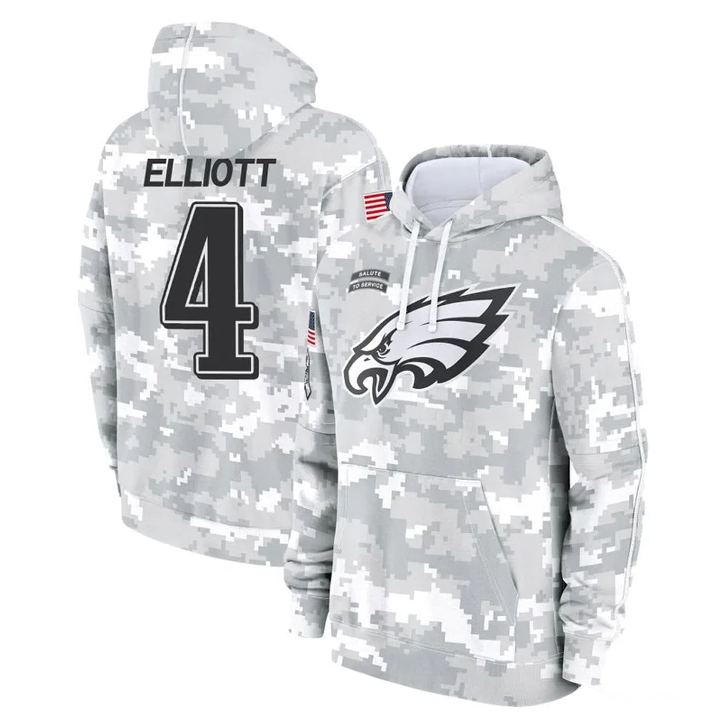 P.Eagles #4 Jake Elliott Player Arctic Camo Salute to Service Pullover Hoodies Limited Game Ndoa Stitched Jerseys