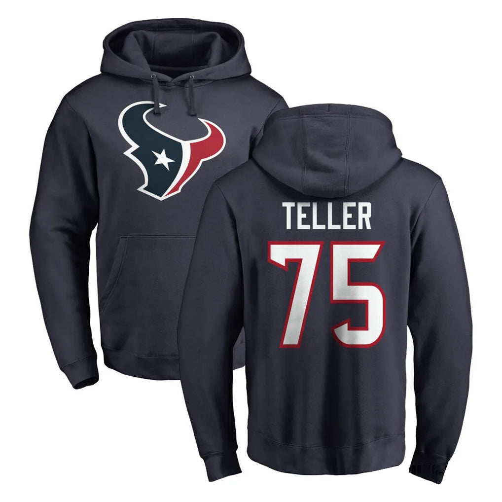 H.Texans #75 Wyatt Teller Player Navy Pro Line Pullover Hoodie Limited Game Ndoa Stitched Jerseys