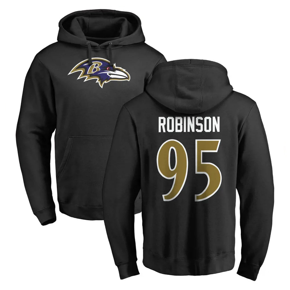 B.Ravens #95 Tavius Robinson Player Black Pullover Hoodie Ndoa Stitched Jerseys