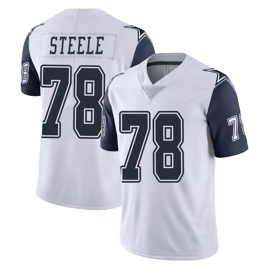 D.Cowboys #78 Terence Steele Player White-Navy Limited Color Rush Vapor Untouchable Home Game Ndoa Stitched Jerseys