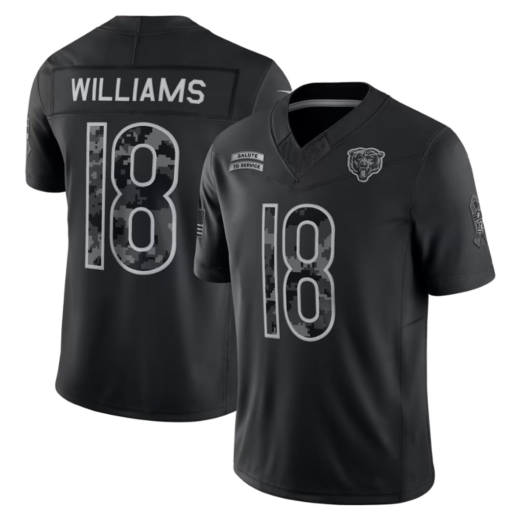 C.Bears #18 Caleb Williams Player Black Limited 2026 Salute to Service Home Game Ndoa Stitched Jerseys