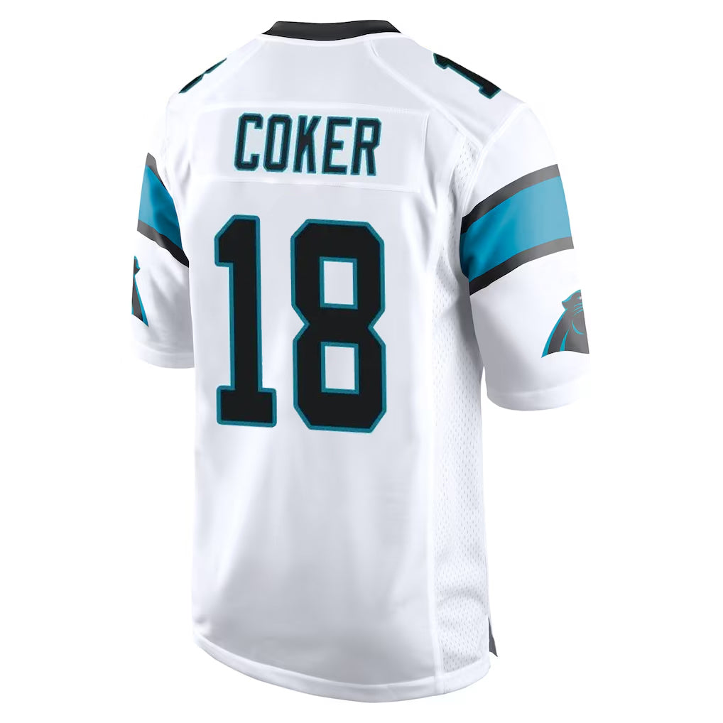 C.Panthers #18 Jalen Coker Player White Game Ndoa Stitched Jerseys