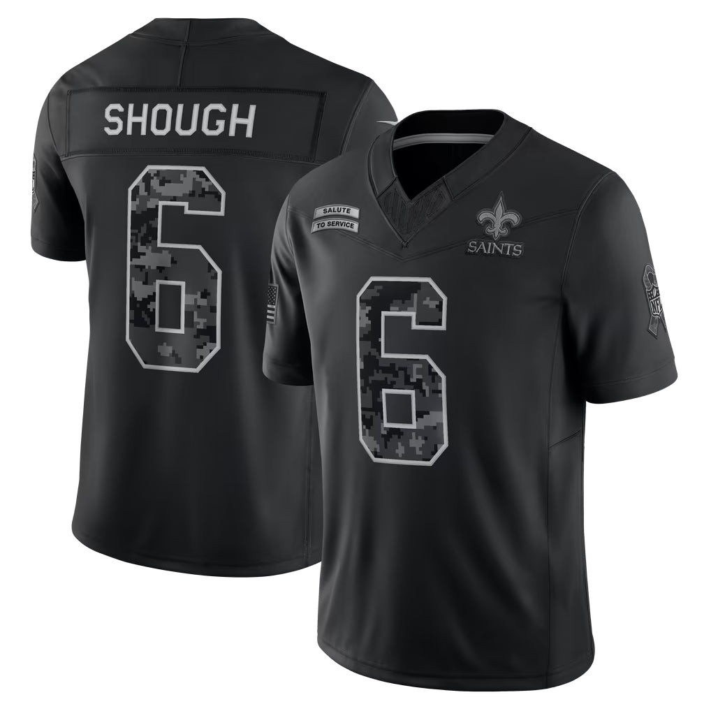 Ndoa NO.Saints #6 Tyler Shough Player Black Limited 2026 Salute to Service Home Game Stitched Jerseys