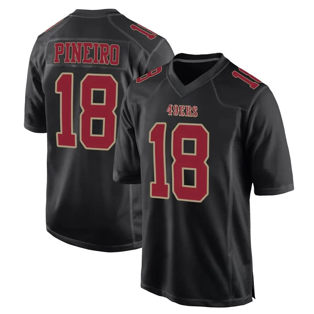 SF.49ers #18 Eddy Pineiro Player Black Fashion Home Game Ndoa Stitched Jerseys
