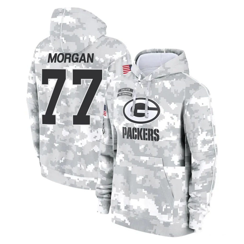 GB.Packers #77 Jordan Morgan Player Arctic Camo Salute to Service Hoodies Limited Game Ndoa Stitched Jerseys