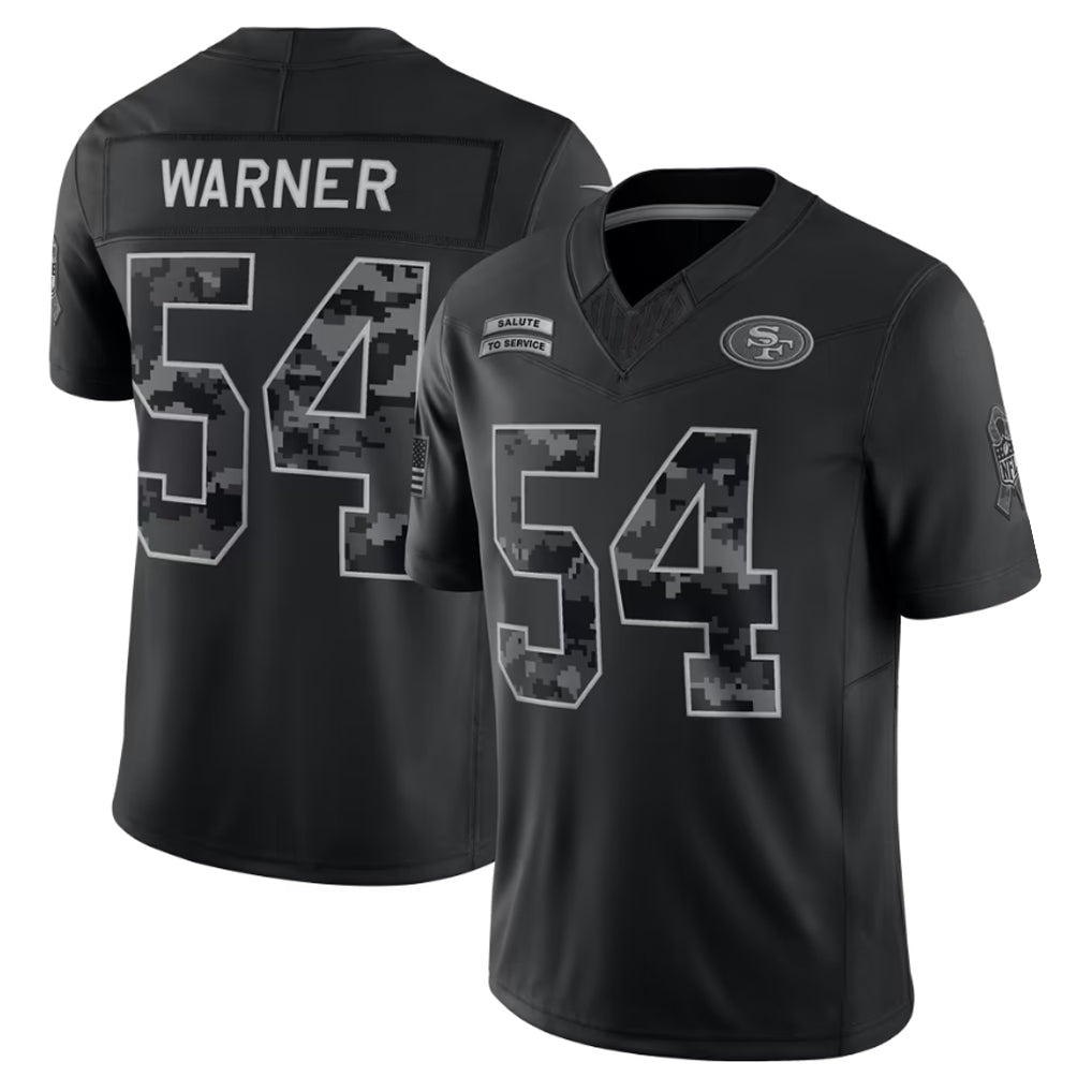 Ndoa SF.49ers #54 Fred Warner Player Black Limited 2026 Salute to Service Home Game Stitched Jerseys