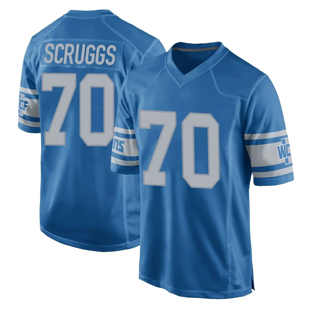 D.Lions #70 Juice Scruggs Player Blue Vapor Untouchable Throwback Game Ndoa Stitched Jerseys