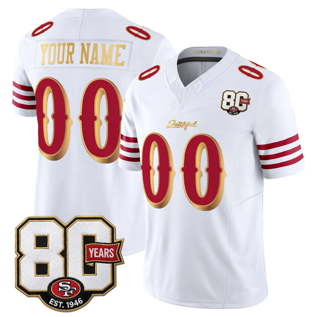 Custom SF.49ers White Limited 80th Rivalries Collection Home Game Any Name & Numbers Ndoa Stitched Jerseys