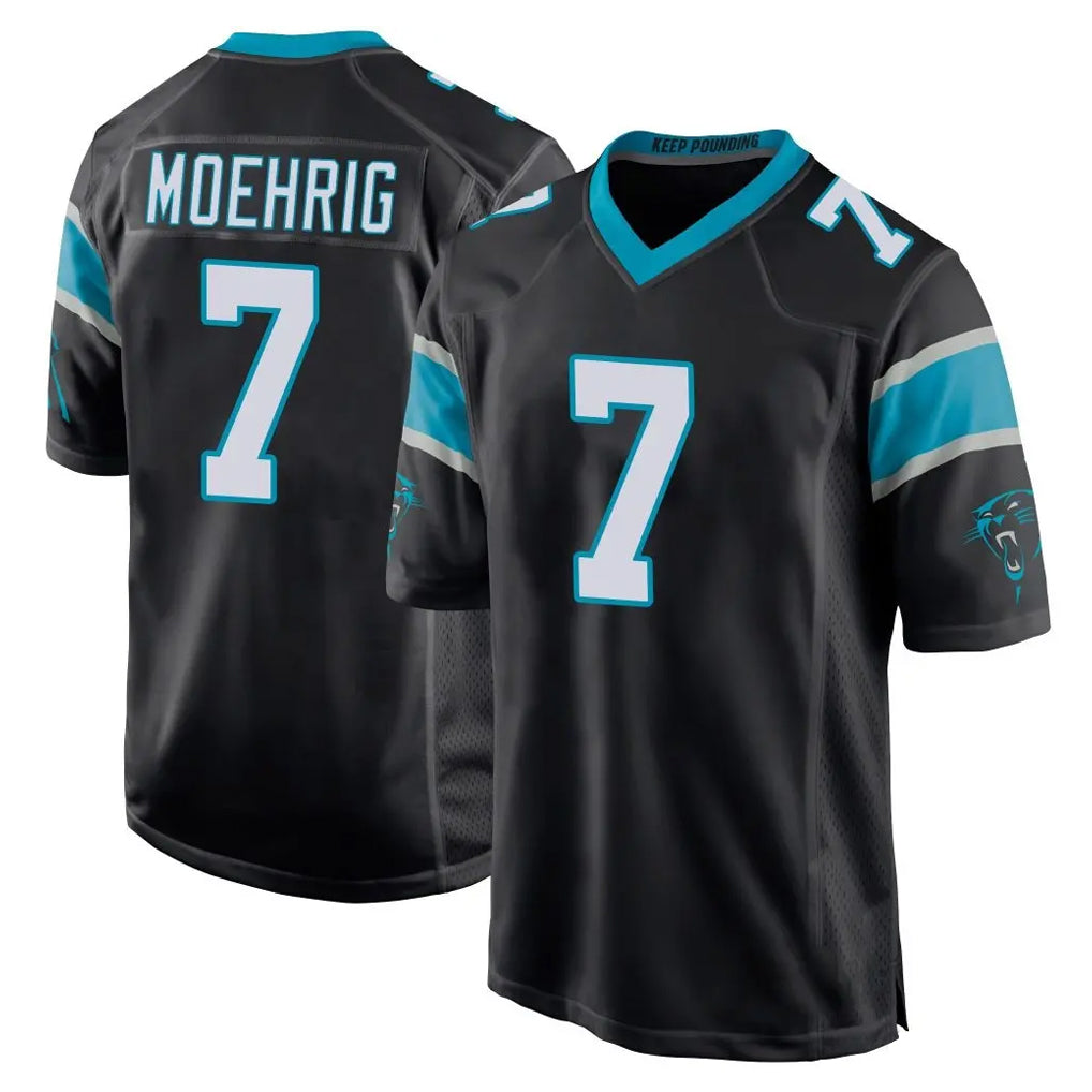 C.Panthers #7 Tre'von Moehrig Player Black Home Game Ndoa Stitched Jerseys