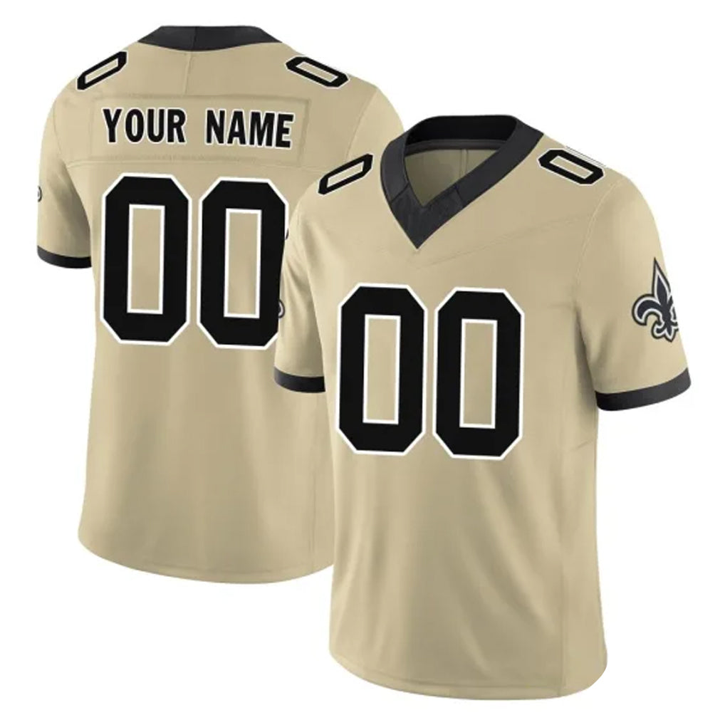 Custom NO.Saints Gold Limited Vapor F.U.S.E. Home Game Any Name & Numbers Ndoa Stitched Jerseys