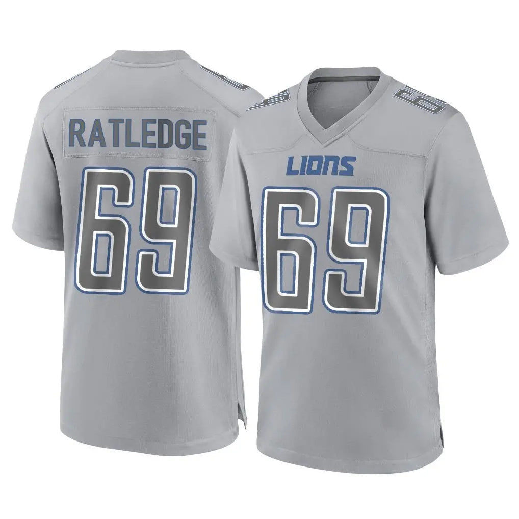 D.Lions #69 Tate Ratledge Player Gray Atmosphere Fashion Home Game Ndoa Stitched Jerseys