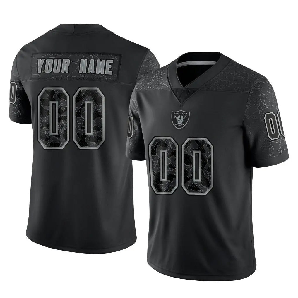 Custom LV.Raiders Black Reflective Limited Game Any Name & Numbers Ndoa Stitched Jerseys
