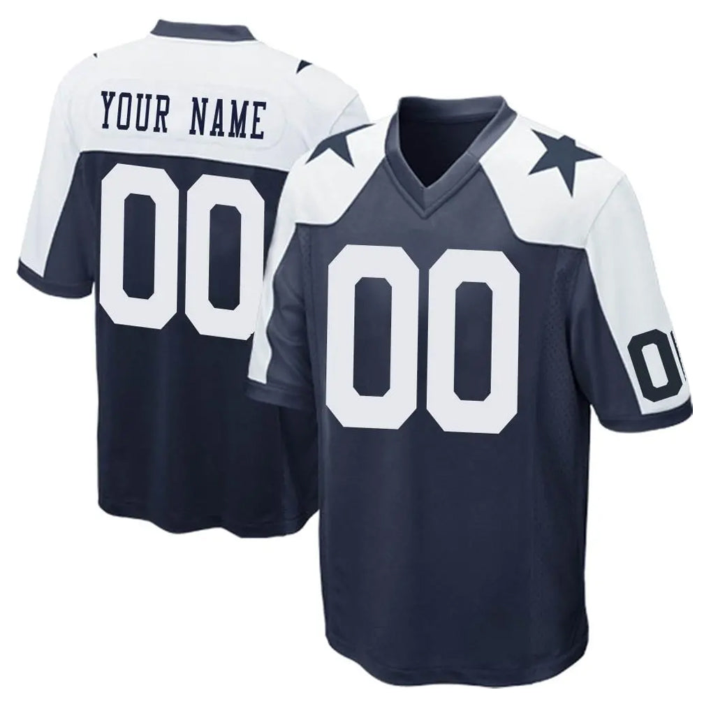 Custom D.Cowboys Navy-White Alternate Home Game Any Name & Numbers Ndoa Stitched Jerseys