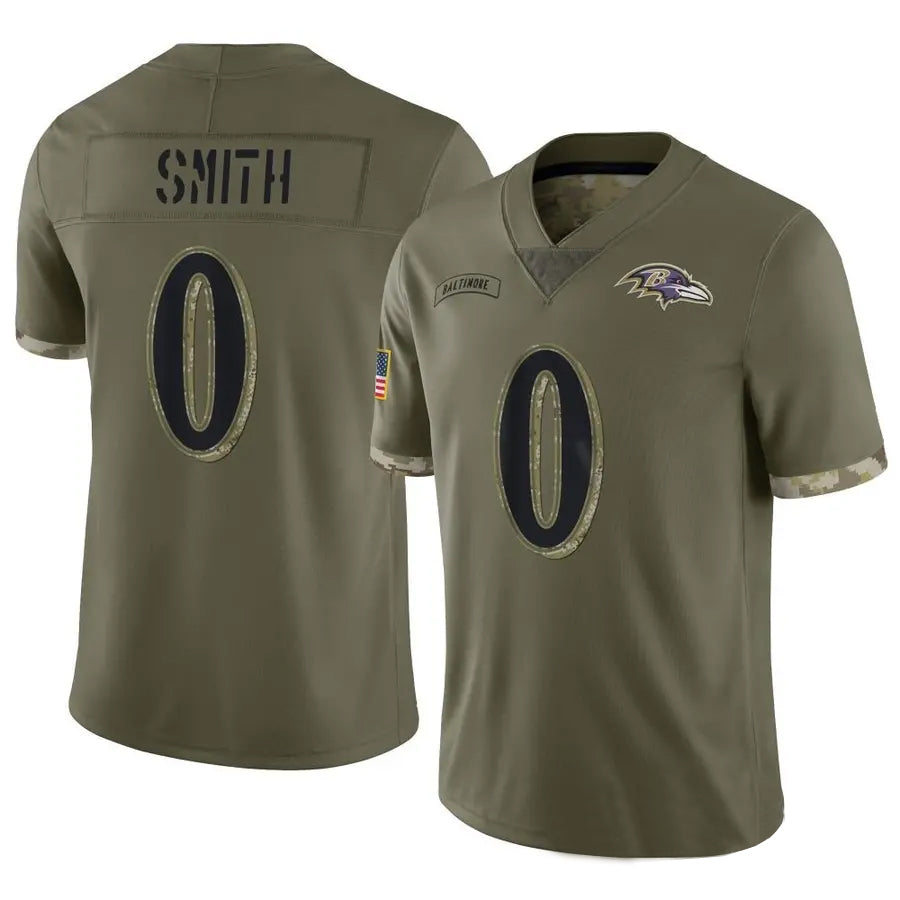 B.Ravens #0 Roquan Smith Player Olive Salute To Service Ndoa Stitched Jerseys