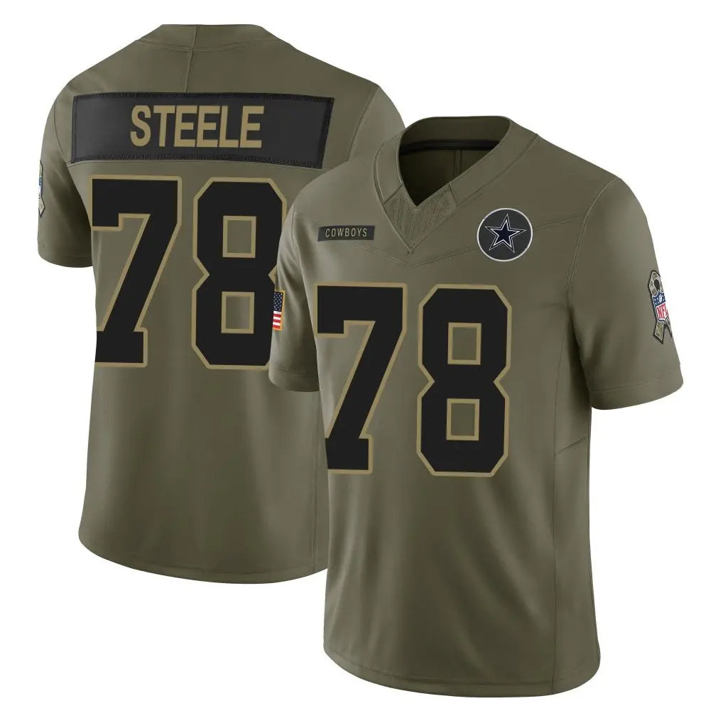 D.Cowboys #78 Terence Steele Player Olive 2025 Salute to Service Limited Home Game Ndoa Stitched Jerseys