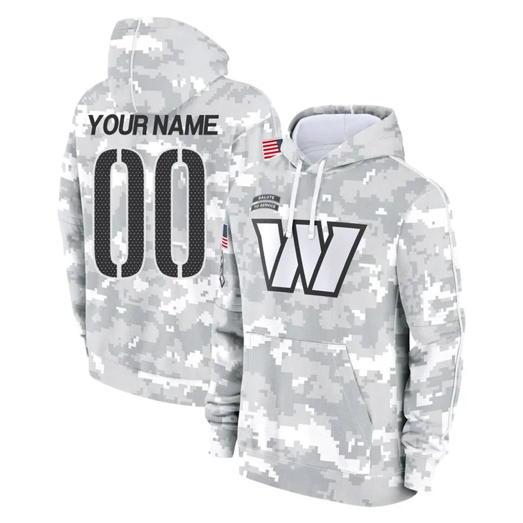 Custom W.Commanders Arctic Camo Limited Salute to Service Pullover Hoodies Game Any Name & Numbers Ndoa Stitched Jerseys