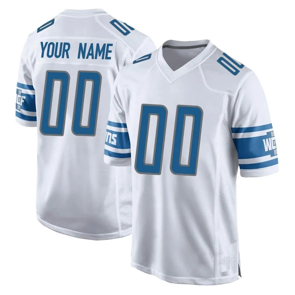 Custom D.Lions White Home Game Any Name & Numbers Ndoa Stitched Jerseys