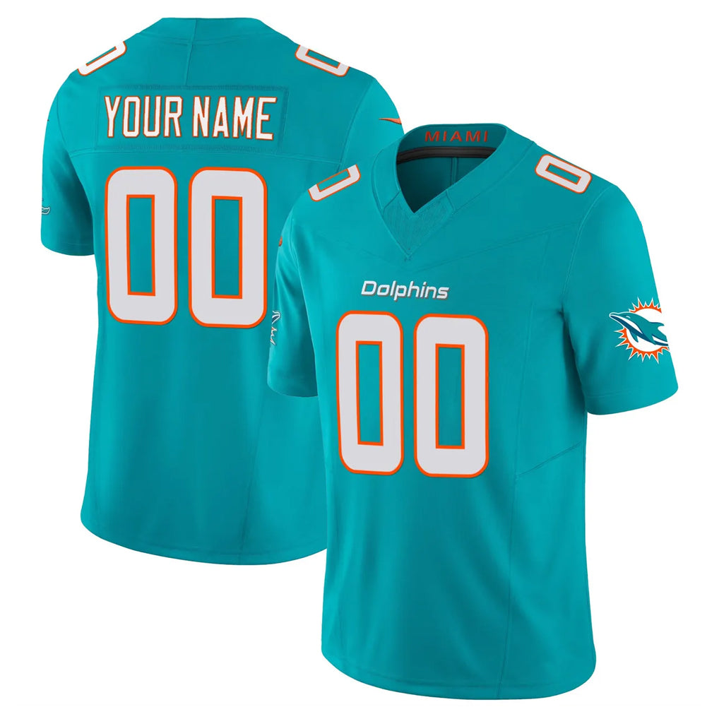 Custom M.Dolphins Aqua Limited Vapor F.U.S.E. Home Game Any Name & Numbers Ndoa Stitched Jerseys