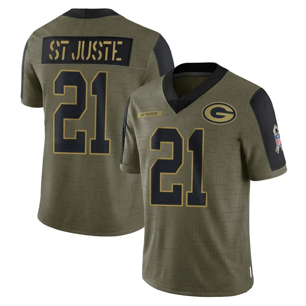 GB.Packers #21 Benjamin St-Juste Player Olive Salute To Service Limited Game Ndoa Stitched Jerseys
