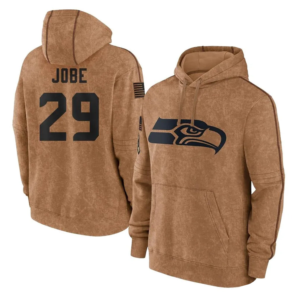 S.Seahawks #29 Josh Jobe Player Brown Limited Salute to Service Pullover Hoodies Game Ndoa Stitched Jerseys