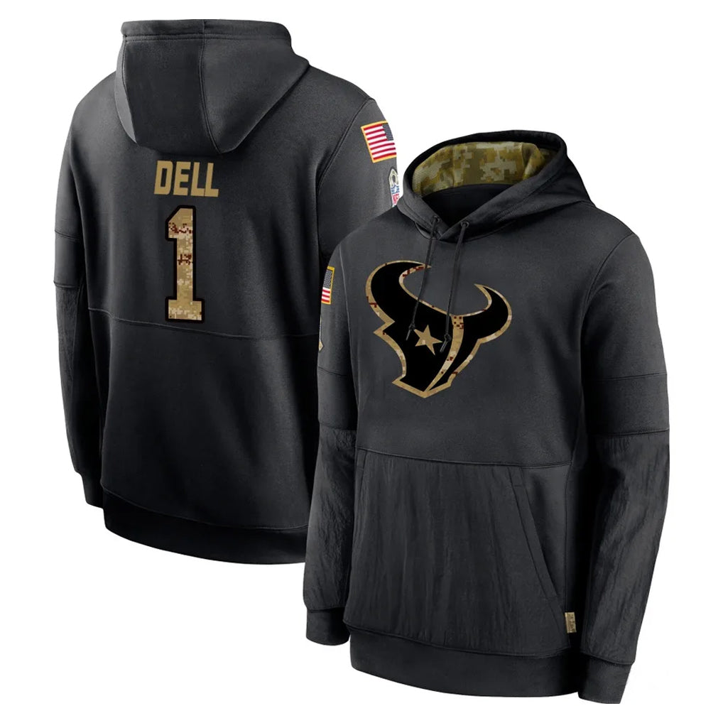 H.Texans #1 Tank Dell Player Black Salute to Service Hoodies Limited Game Ndoa Stitched Jerseys