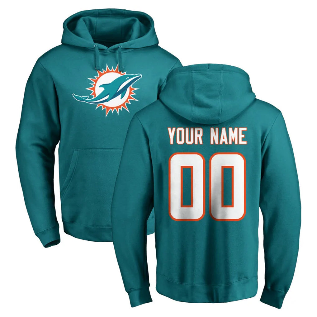Custom M.Dolphins Aqua LOGO Pullover Hoodies Limited Any Name & Numbers Ndoa Stitched Jerseys