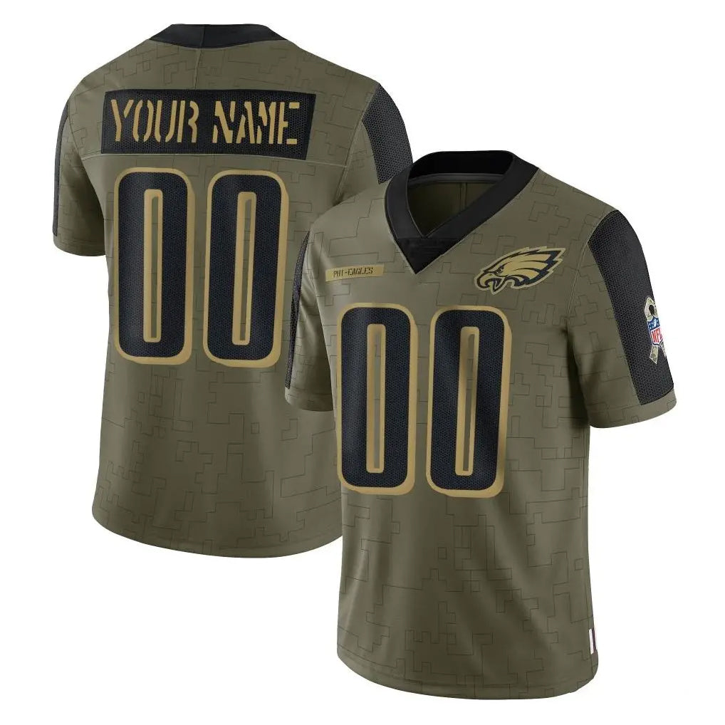 Custom P.Eagles Olive Salute To Service Limited Game Any Name & Numbers Ndoa Stitched Jerseys
