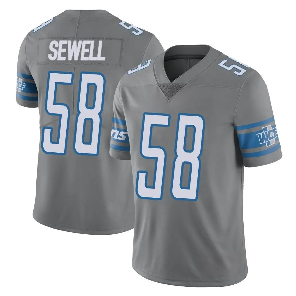 D.Lions #58 Penei Sewell Player Gray Vapor Untouchable Limited Home Game Ndoa Stitched Jerseys