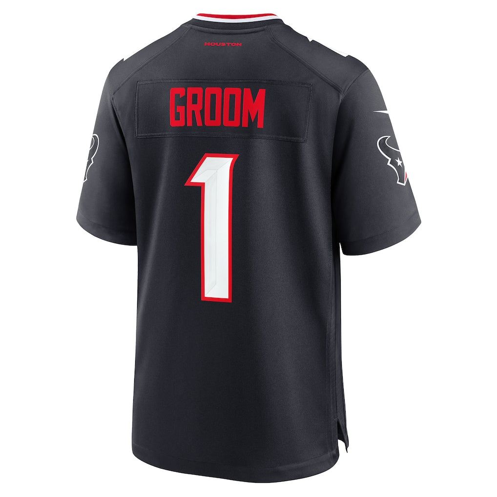 Ndoa H.Texans #1 Groom Navy Game Jersey