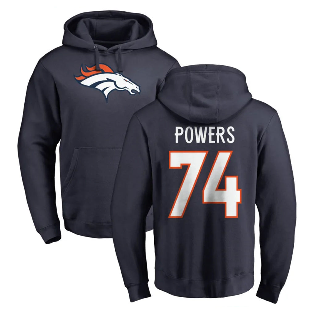 D.Broncos #74 Ben Powers Player Navy Pullover Hoodie Limited Ndoa Stitched Jerseys