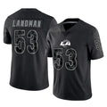 LA.Rams #53 Nate Landman Player Black Limited Reflective Home Game Ndoa Stitched Jerseys