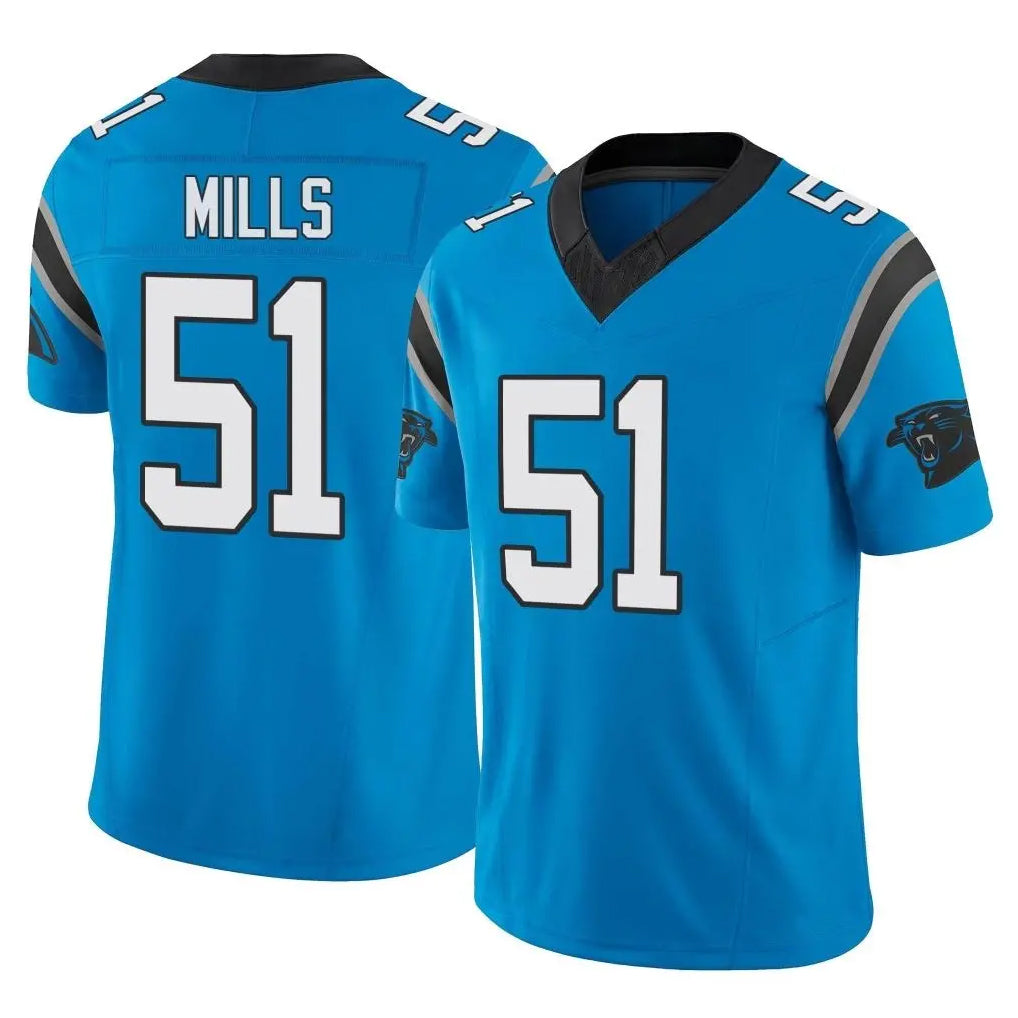 C.Panthers #51 Sam Mills Player Blue Vapor F.U.S.E. Limited Home Game Ndoa Stitched Jerseys