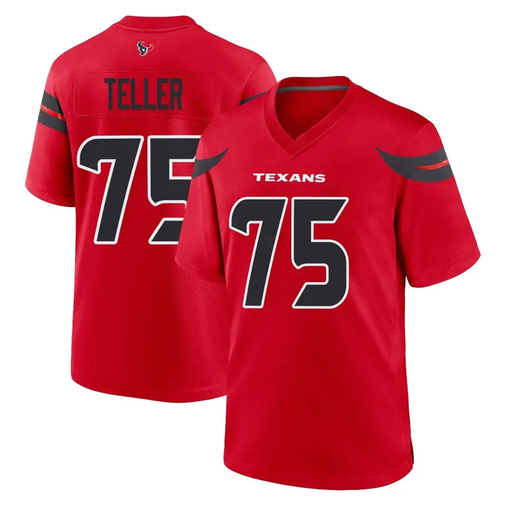 H.Texans #75 Wyatt Teller Player Red Alternate Home Game Ndoa Stitched Jerseys