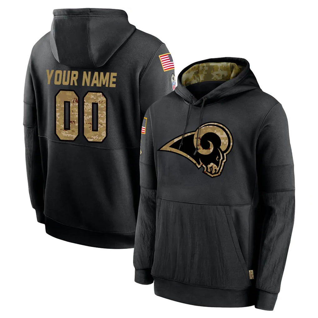 Custom LA.Rams Black Salute to Service Hoodies Limited Game Any Name & Numbers Ndoa Stitched Jerseys