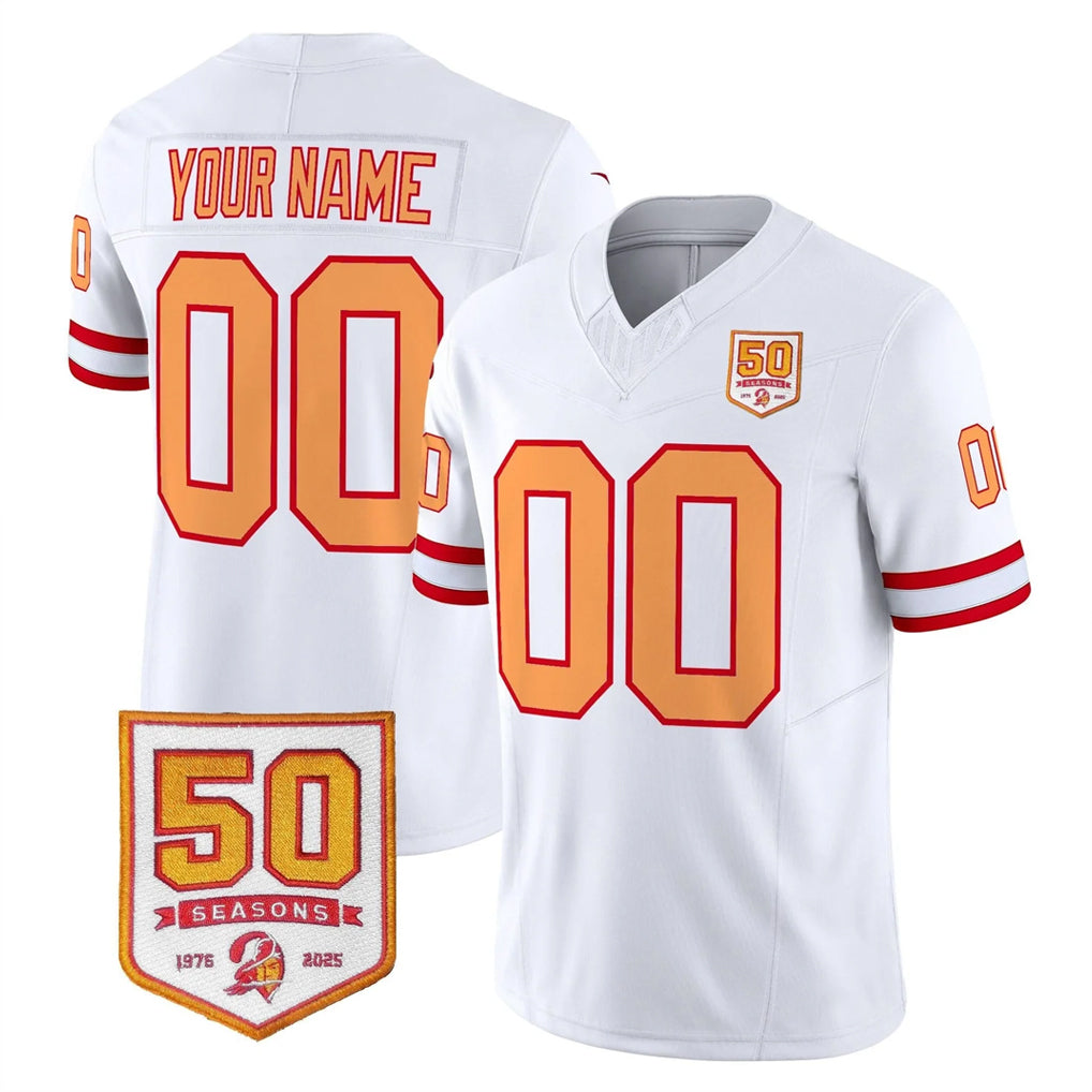 Custom TB.Buccaneers 76' White Limited 2026 Season Vapor F.U.S.E. Home Game Any Name & Numbers Ndoa Stitched Jerseys