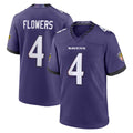 B.Ravens #4 Zay Flowers Player Purple Home Game Ndoa Stitched Jerseys