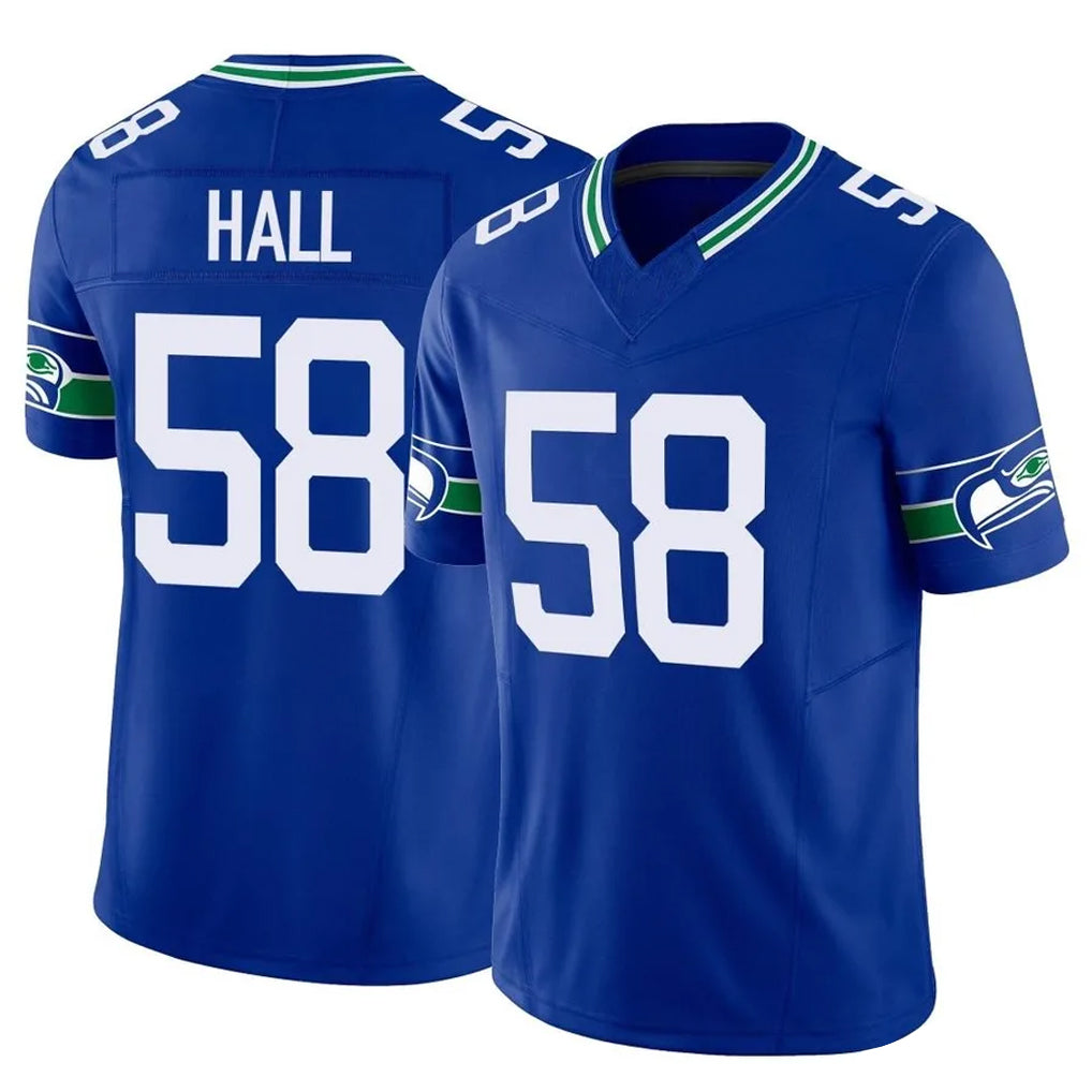 S.Seahawks #58 Derick Hall Player Royal Limited Throwback Vapor F.U.S.E. Home Game Ndoa Stitched Jerseys