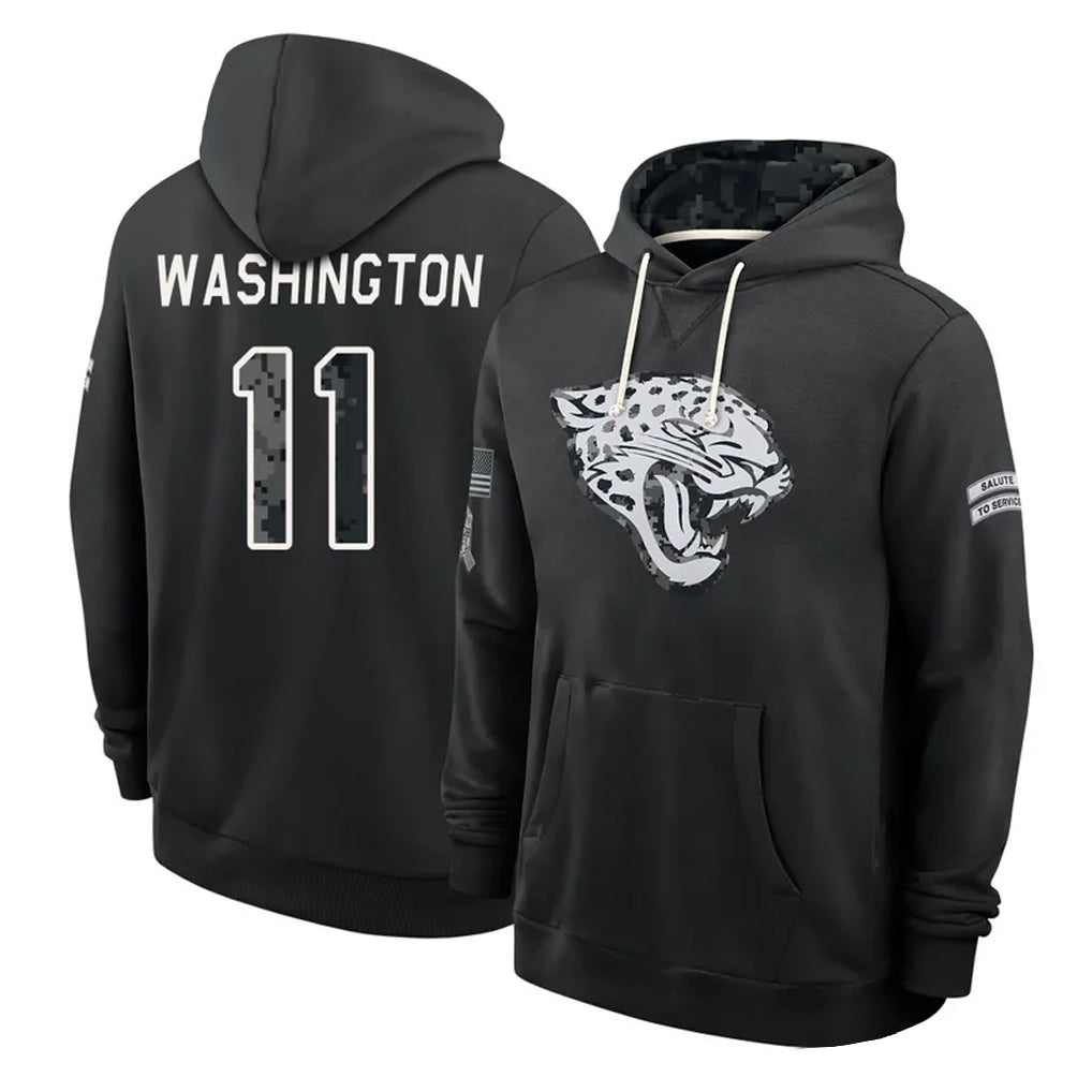 J.Jaguars #11 Parker Washington Player 2026 Black Logo Pullover Hoodies Limited Game Ndoa Stitched Jerseys
