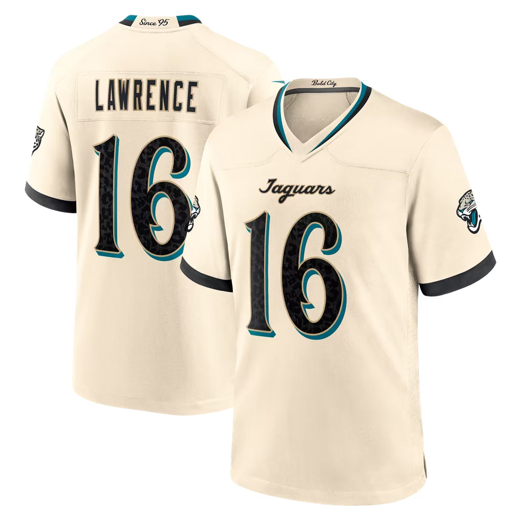 J.Jaguars #16 Trevor Lawrence Player Natural 2026 Rivalries Collection Game Ndoa Stitched Jerseys