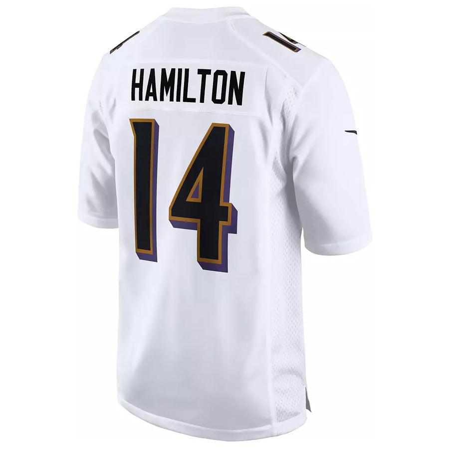 B.Ravens #14 Kyle Hamilton Player White Fashion Home Game Ndoa Stitched Jerseys