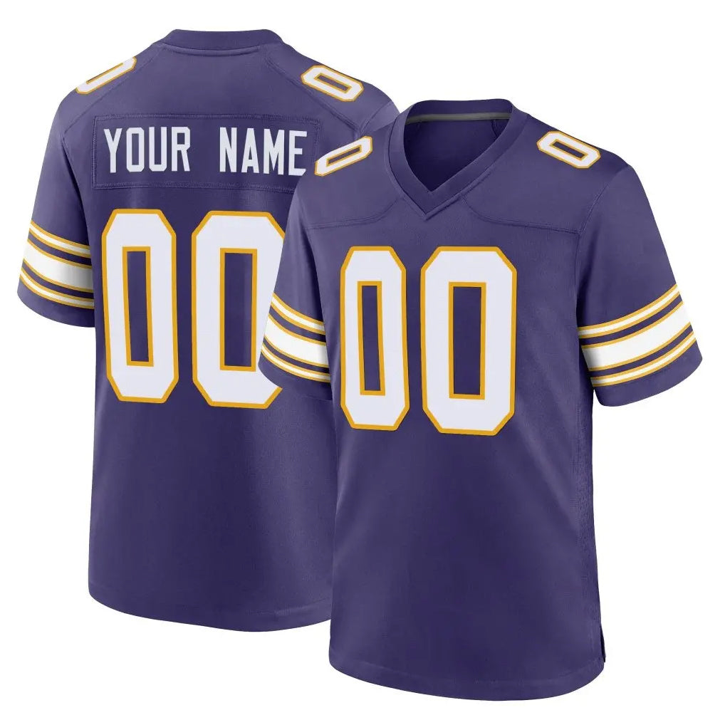 Custom M.Vikings Purple Classic Home Game Any Name & Numbers Ndoa Stitched Jerseys